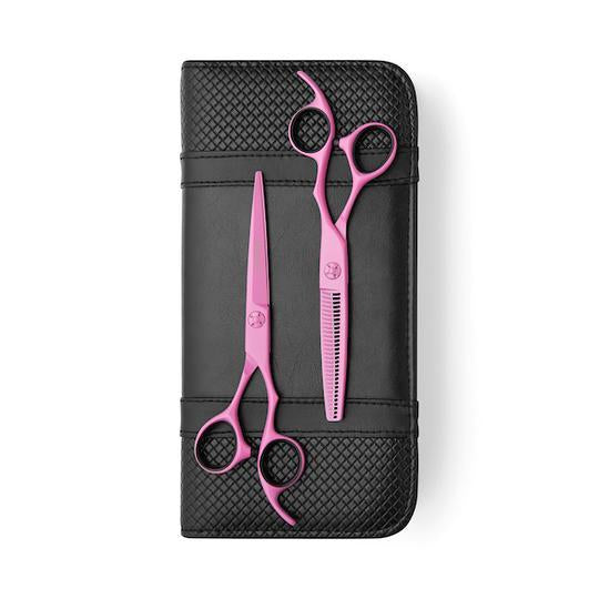 Matsui 2024 Neon Pink Offset Friseur- und Modellierschere im Set