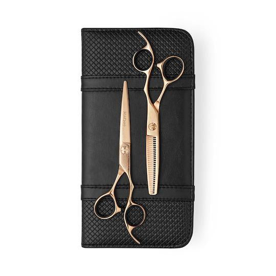 Matsui Roségold Damascus Offset 2024 Friseur- und Modellierschere im Set